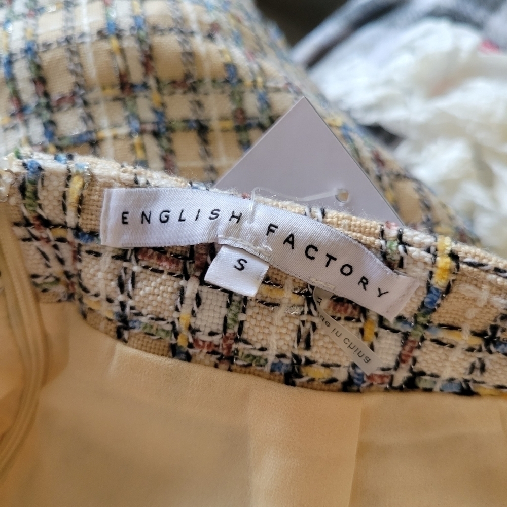English Factory Beige Plaid Mini Skirt - Picture 5 of 5